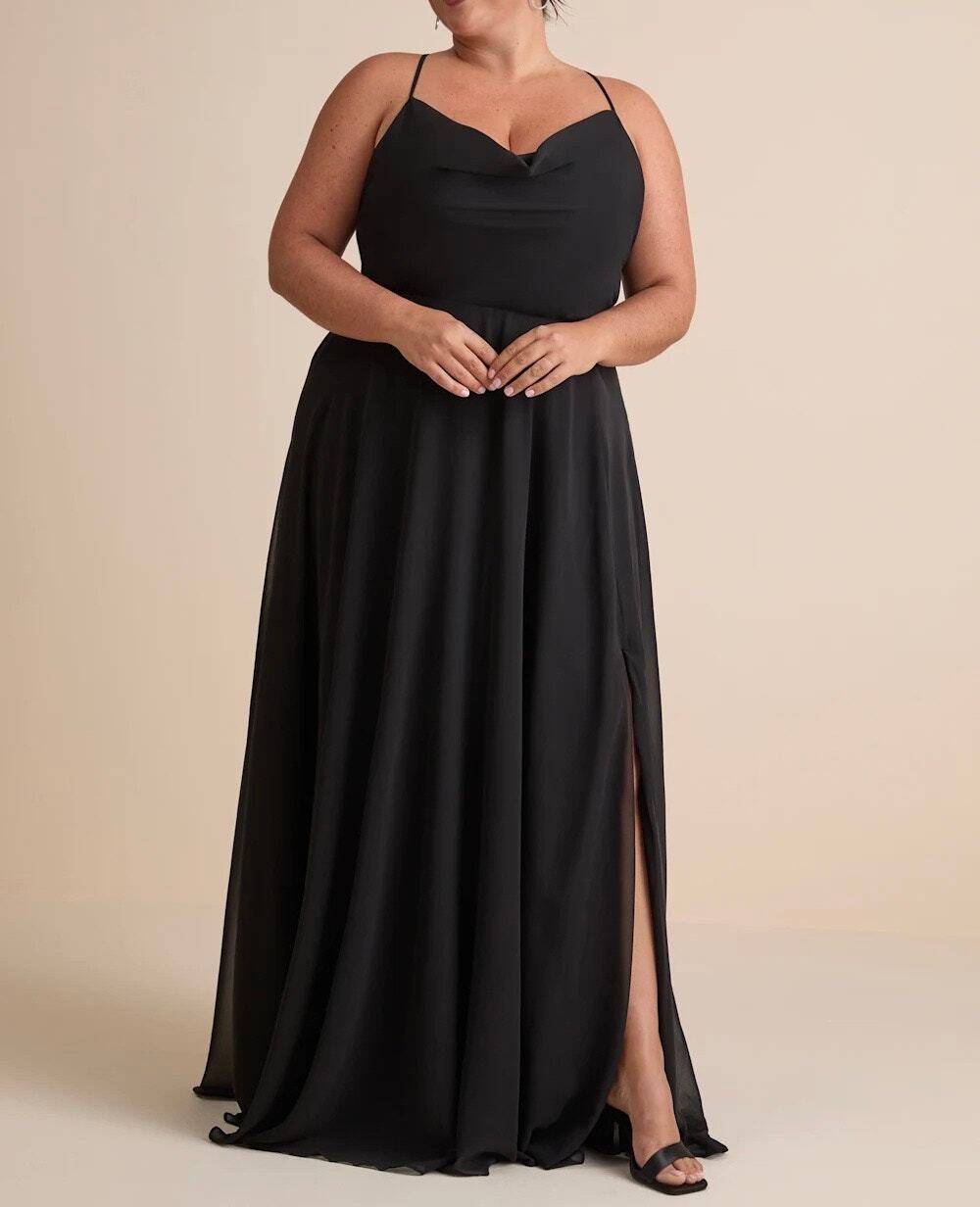 LULUS Romantically Speaking Cowl Lace Up Maxi Dress Black XL